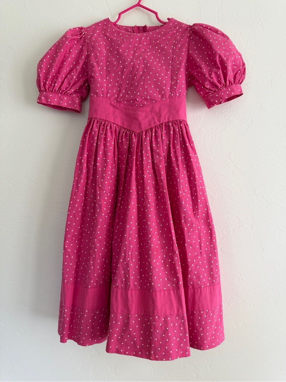 Vintage Laura Ashley Pink Polka Dot Puff-Sleeve Girls Dress - Size 3-4